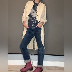 Authentic MAGNOLIA PEARL Embroidered Emmett knit cream jacket O/S